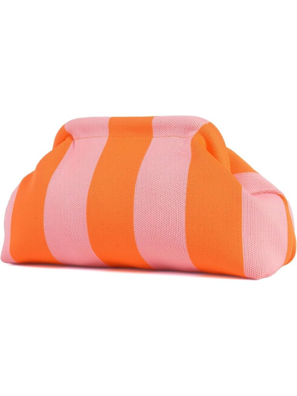 Women's Pink Orange Woven Clutch Purse Striped Dumpling Crochet Beach Handbag